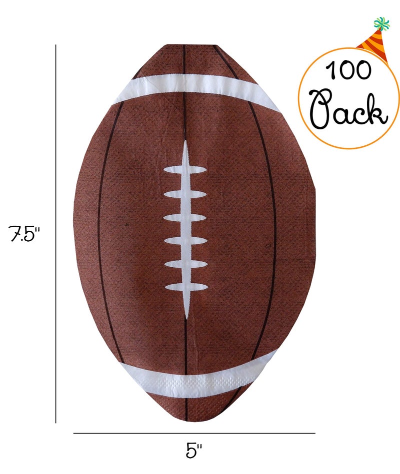 Partay Shenanigans Football Party Paper Napkins - 100 Pack Disposable Football Paper Napkins Perfect for Super Bowl, Tailgating, Sports Theme Birthday Party Supply Decoration (Football) - Image 2